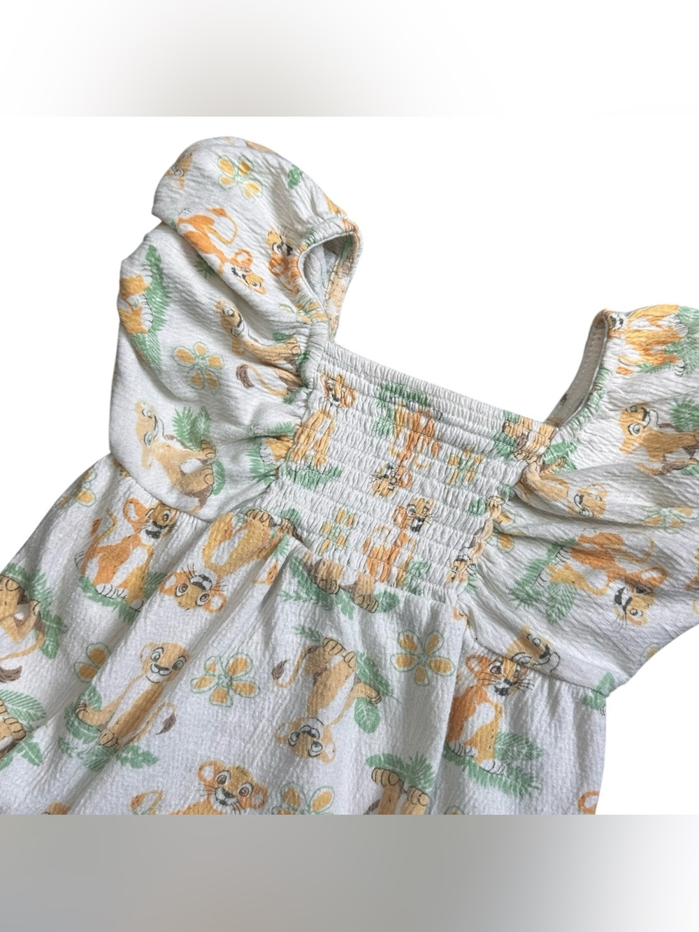 Disney Baby The Lion King Simba Bubble Romper 12M Smocked Flutter Sleeve Cute